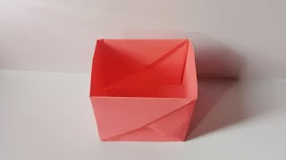 How To Make Origami Trash Bin Tutorial ||Easy Paper Box||Paper craft