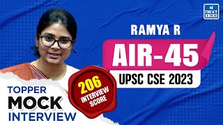 RAMYA RANGASWAMY Rank 45 | UPSC 2023 Topper Mock Interview