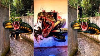 Amazing 3d Snake 🐍 art on wall 🤯 UNBELIEVABLE 😱 #drawing  #arts