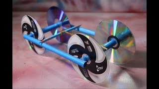 Make Rubber Band Powered Car With Recycle CD Disc - Unique Project