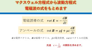 マクスウェル方程式から電磁波の波動方程式を導く