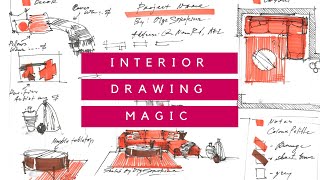 ​✍🏻INTERIOR DRAWING MAGIC: Secrets of a 1-Point Perspective and Quick Marker Sketch Technique Basics