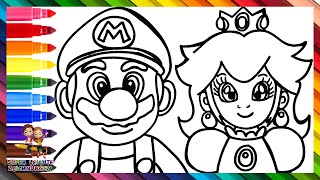 Zeichnen und Ausmalen von Super Mario und Prinzessin Peach 👨❤️👸🏼🍄🌈 Zeichnungen für Kinder