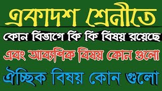 একাদশ শ্রেনীতে কোন গ্রুপে কি বিষয় রয়েছে | আবশ্যিক বিষয় এবং ঐচ্ছিক কোন গুলো | xi all group subject