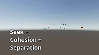 Unity3D - Boids - seek + cohesion + separation