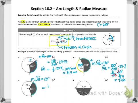 Geo B Lesson 16-2 “Arc Length & Radians” - YouTube