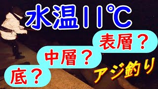 【サビキ釣り】水温11℃、投げサビキでアジが爆釣するタナはコレです！アジ釣り対決‼