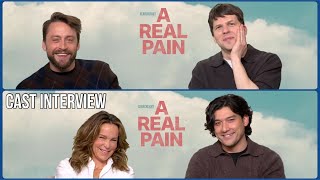 A REAL PAIN Cast Interview! Jesse Eisenberg, Kieran Culkin, Jennifer Grey, Will Sharpe