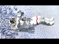 footage free - animation of nasa astronaut in outer space against the cloudy blue sky bckground elmt