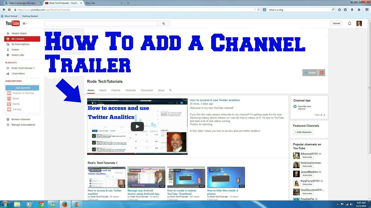 How To Add A Channel Trailer Youtube