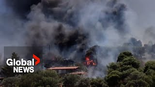 Greece wildfires: Flames burn in island of Serifos and near Athens