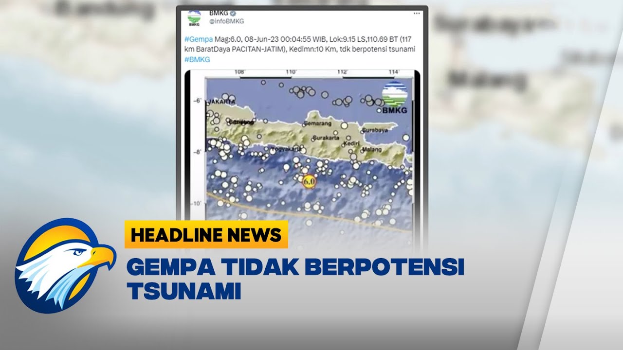 Gempa Bermagnitudo 6 Guncang Barat Daya Pacitan - YouTube