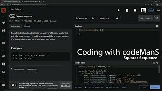 Codewars 7 kyu Squares Sequence Javascript