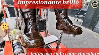 #BOTAS #COLOR #CHOCOLATE #TRABAJO #USO #RUDO  #BIEN #BOLEADOS #BRILLO #ESPEJO