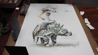 Splash and Burn - Ernest Zacharevic lithograph print edition at Idem Paris