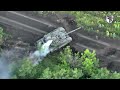 ukrainian military on a pickup truck destroyed a russian tank on the go