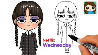 How to Draw Wednesday Easy | Netflix Addams Family