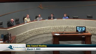March 7, 2022 Bloomington City Council Meeting