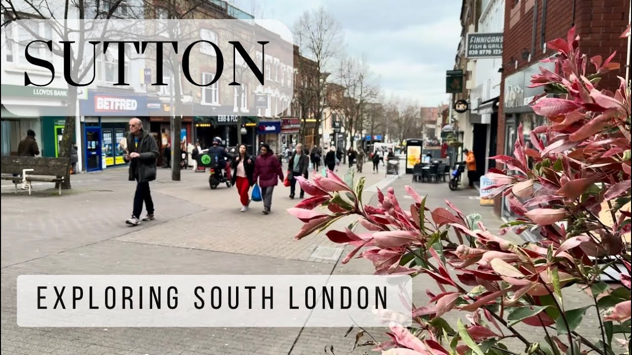 Sutton Town Centre Under Cloudy Skies Relaxing Afternoon Stroll In 4k