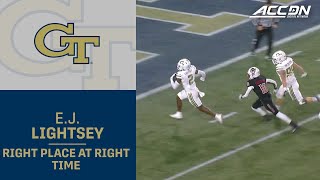 Georgia Tech's E.J. Lightsey In The Right Place At Right Time For Pick-6