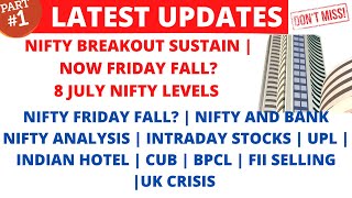 LATEST SHARE MARKET NEWS💥8 JULY💥NIFTY FRIDAY FALL💥NIFTY AND BANK NIFTY ANALYSIS💥INDIAN HOTEL💥 PART-1