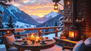 Snowfall at Cozy Winter Cabin Ambience 🏠🎹 | Slow Piano Music \u0026 Fireplace Sounds for Relaxation 🔥