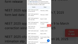 NEET 2025 SCHEDULE | IMP DATES APPLICATION FORM| LAST DATE |ADMIT CARD | CITY | EXAM | RESULT #neet