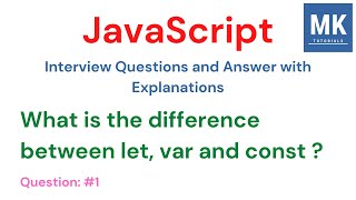 JavaScript Interview Questions - #1 | What is the difference between Let, Var and Const? #javascript