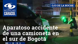 Aparatoso accidente de una camioneta en el sur de Bogotá
