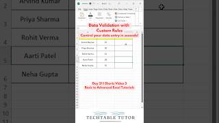 Custom Validation in Excel! Tutorial Day 21, Video 3 #exceltech #excel #ytshots #ytviral
