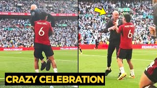 Lisandro Martinez crazy celebration want to SMACK Ten Hag after won FA Cup trophy | Man Utd News