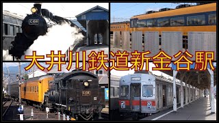 【大井川鐵道新金谷駅】C10牽引SL急行「南アルプス」1号発車〜2号バック運転で到着まで Oigawa railway SL Exp. ”MinamiAlps” in Shin-Kanaya st