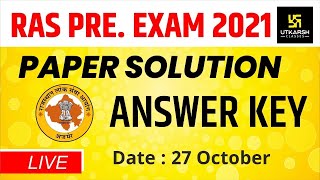 RAS Pre. Exam 2021 Complete Paper Solution | 27 October | RPSC RAS Exam Answer Key |Expected Cut Off