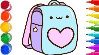 Drawing a Backpack Cute | How to draw a cute school bag | for kids & toddlers | cute & easy drawing