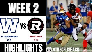 Winnipeg Blue Bombers vs Ottawa RedBlacks | 2022 CFL Week 2 | Highlights