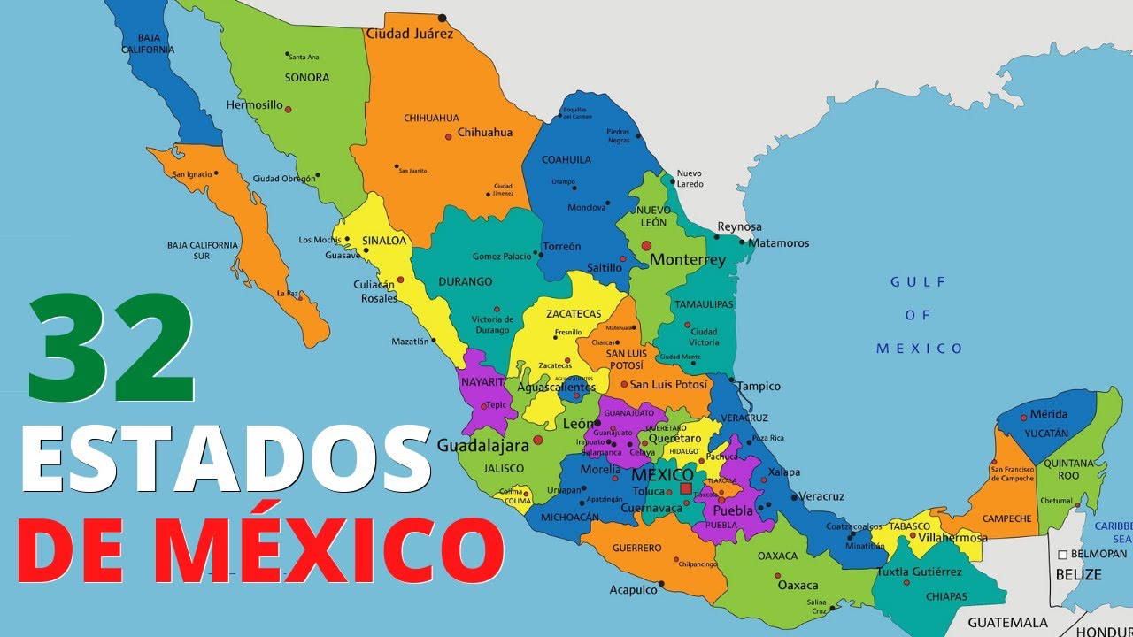 Los 32 Estados De México Y Sus Capitales👉aprende La Geografía De Tu ...