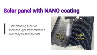 Solar panel with NANO coating self clean logo