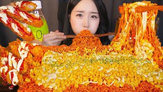 SUB🔥 KOREAN SPICY FIRE NOODLE WITH CORN CHEESE ASMR MUKBANG I BULDAK RAMEN I NO TALKING