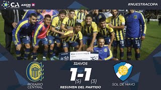 32avos: Rosario Central 1 (5) - Sol de Mayo 1 (3)