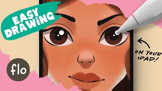 You Can Draw This FACE in PROCREATE - Beginner Tutorial with free Procreate brushes