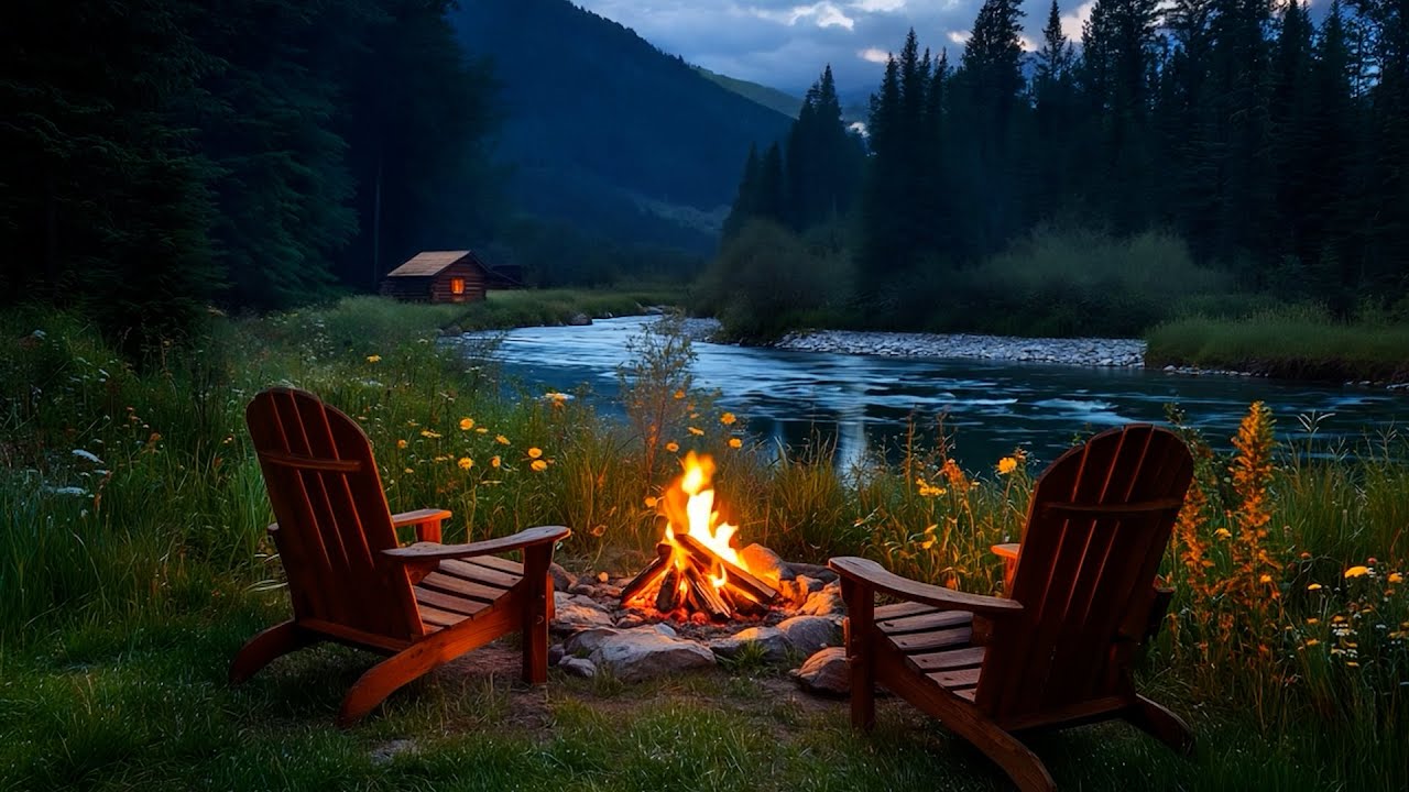 Spring Riverside Escape рџ ґ Soothing Nature Sounds With Crackling Fire