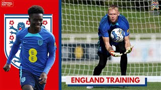 AARON RAMSDALE & BUKAYO SAKA | Arsenal Duo Take Part In England Training Before Italy Clash | VIDEO