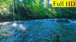 Relaxing River Sound the water flows calmly, a peaceful atmosphere for sleeping, studying