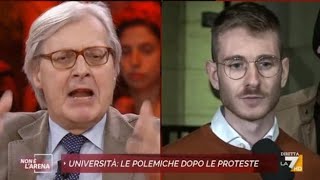 Sgarbi sbotta con lo studente della Sapienza: «Fascista sei tu, taci»