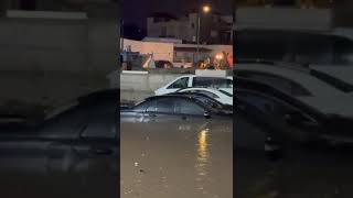 Massive flood on the street due to heavy rains in Sakhnin, Israel