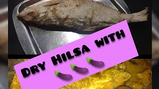 Dry HILSA with egg plant#শুকান ইলিশ মাছৰ এটা লুভনিয়  ৰন্ধন#assameseyoutuber #joyaaiaxom #gitali