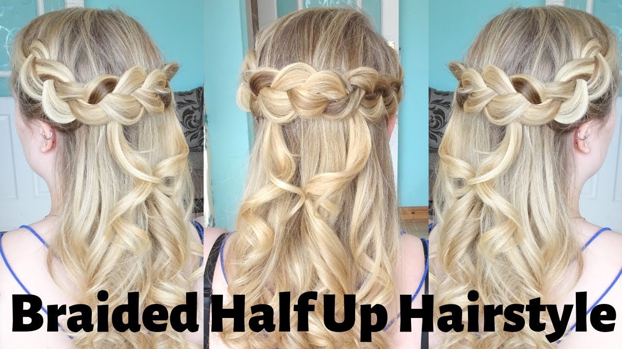 Curled Hairstyles Half Up Half Down With Braid