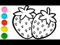 🍓Strawberry🍓Drawing, Painting And Colouring For Kids & Toddlers | How To Draw Strawberry  #drawing