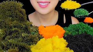 ASMR RAW SEA GRAPES PLATTER + YELLOW, GREEN, BLACK TOBIKO EGGS | ASMR EATING SOUNDS  | TracyN ASMR