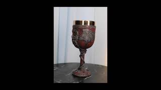 Ebros Medieval Dual Dragon With Skull Crest Ossuary Goblet Wine Chalice 7oz Capacity